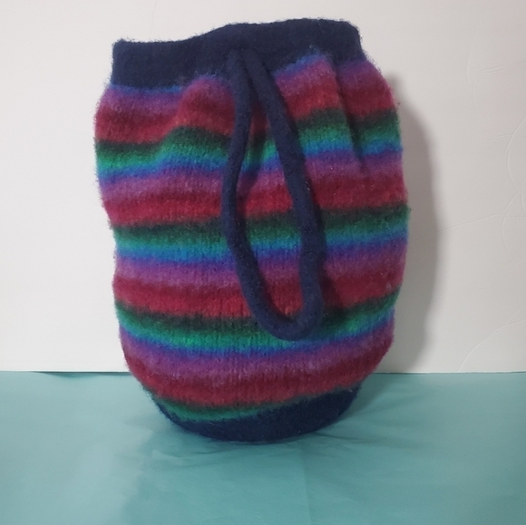 Artisan Hand Crafted Handmade Multi Color Striped Felted Wool Hobo Sling Bag - Picture 1 of 6